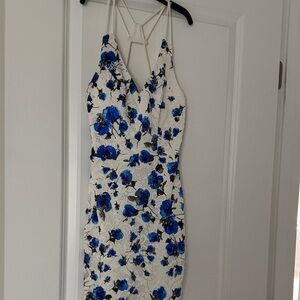B Darlin White and Blue Floral Mini Dress